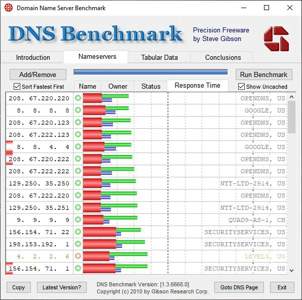 Benchmark DNS uncached 2